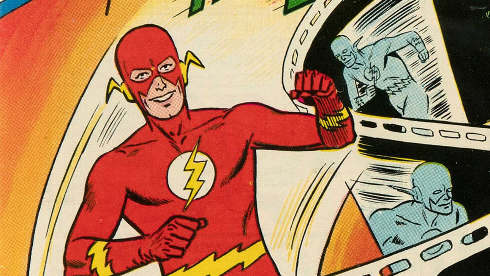 Silver Age Barry Allen wears his Flash costume