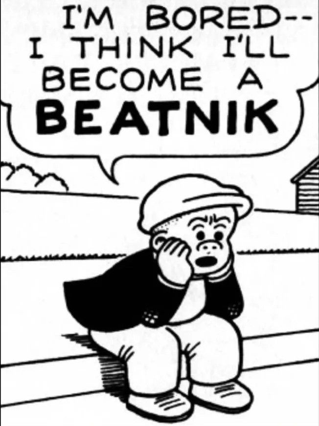A Nancy comic panel showing Sluggo sitting on the curb saying 