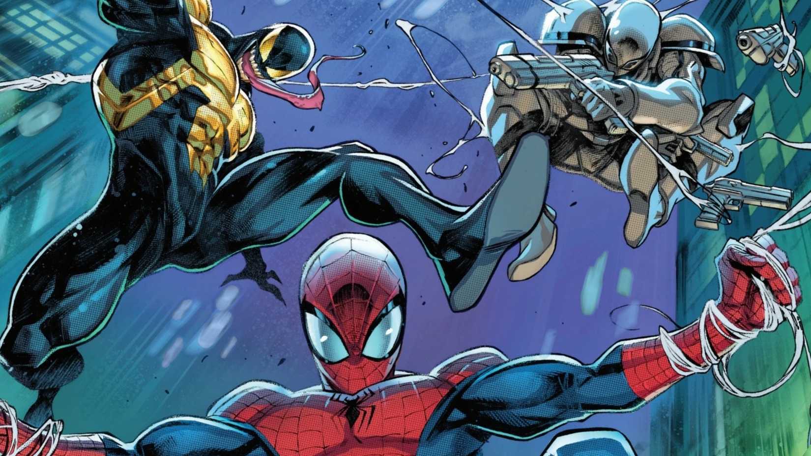spider-man's symbiote team in queen in black