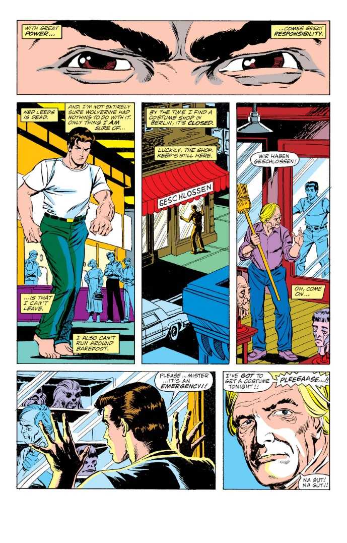 Spider-Man vs Wolverine issue 1 page 31, where Peter reveals Uncle Ben's quote,