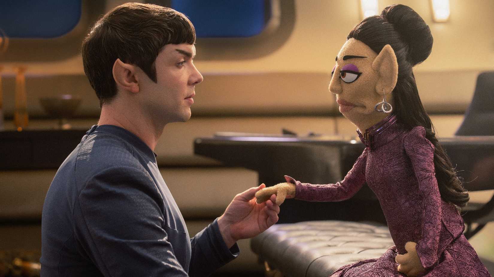 Spock holding T'Pring puppet's hand