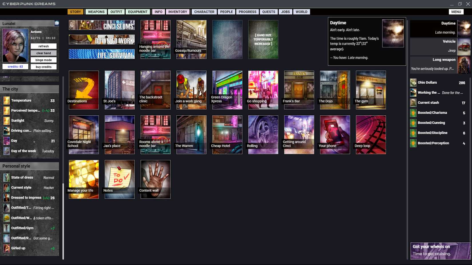 Image shows gameplay from cyberpunkdreams