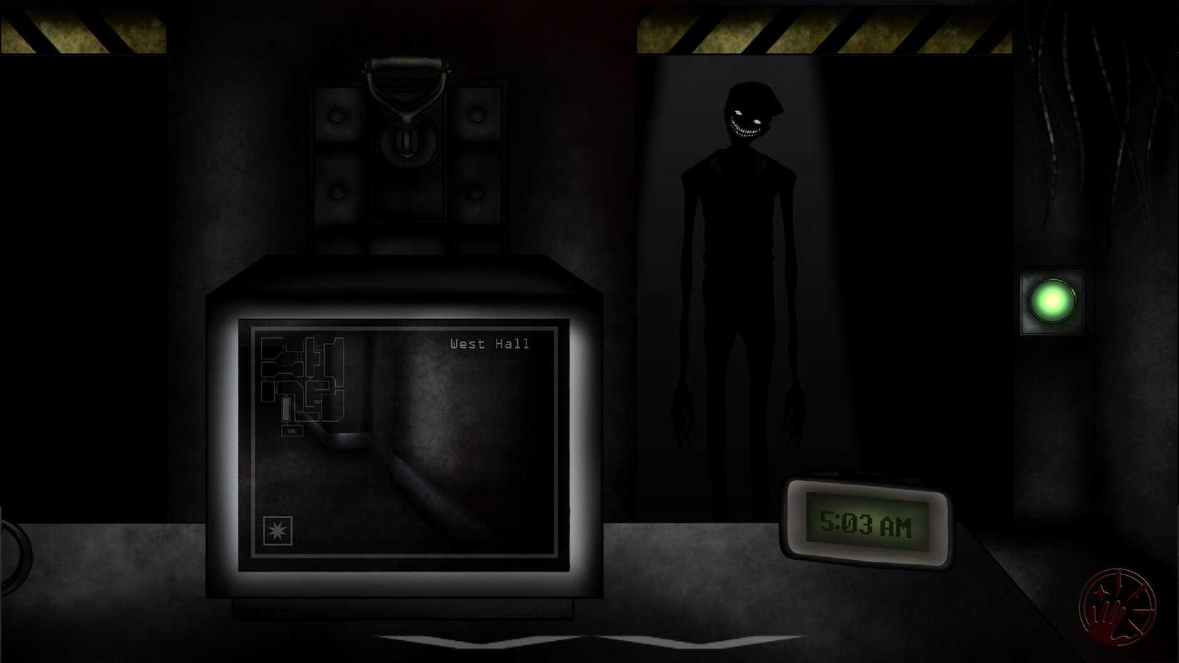 A creepy shadow person stands in front of the office in SSTWL - Sector Breach.