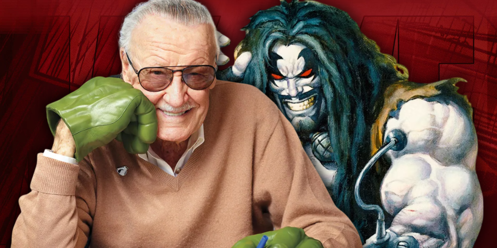 Stan Lee in front of DC's Lobo - Comics Featured Image (1)