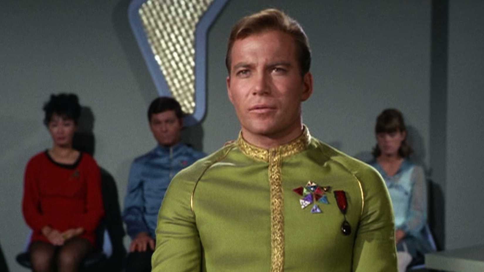 Kirk talks before the tribunal in the Star Trek episode Court Martial