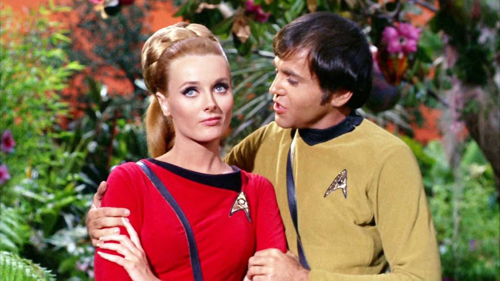Chekov flirts with another officer in the Star Trek episode The Apple