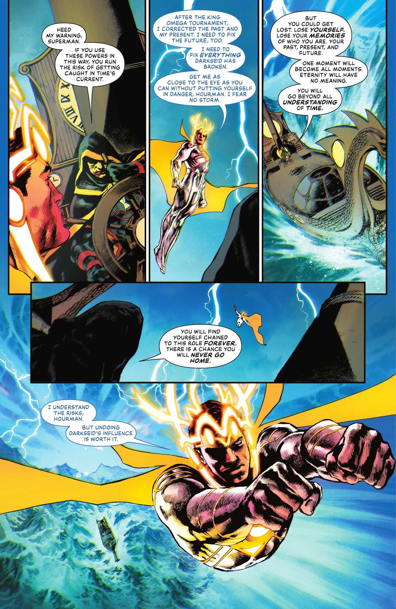 Year One Thousand #1 where Superman is speaking to Hourman and hovering close to his time ship