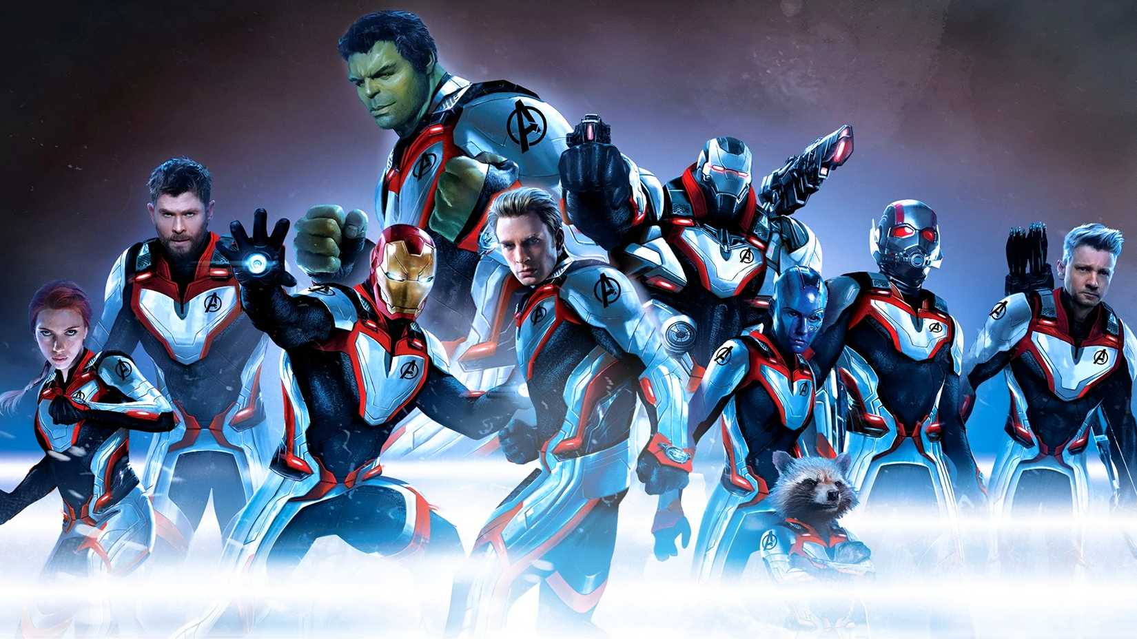 The Avengers assemble wearing their Time Heist suits in the MCU's Avengers Endgame