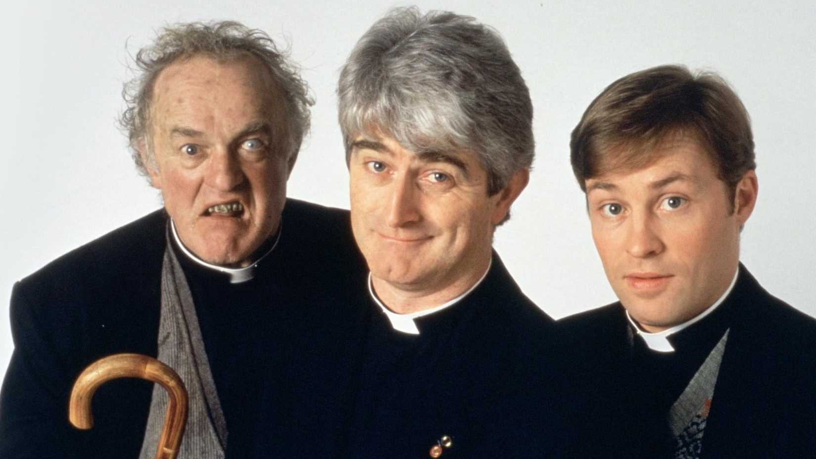 The cast of Father Ted in a promo shot