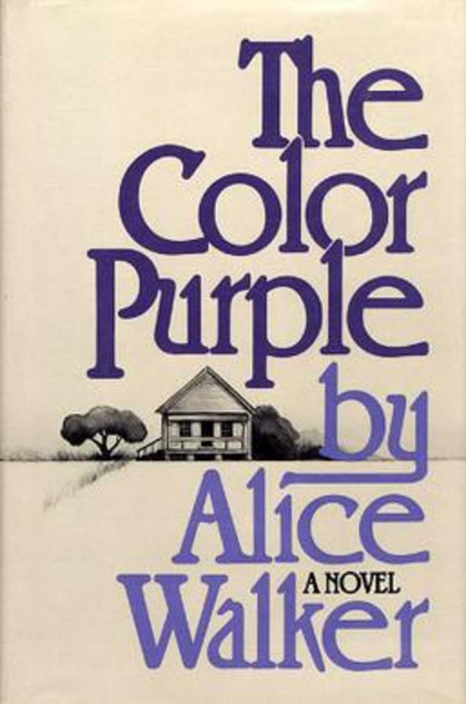 The Color Purple book cover, a sketch of a house