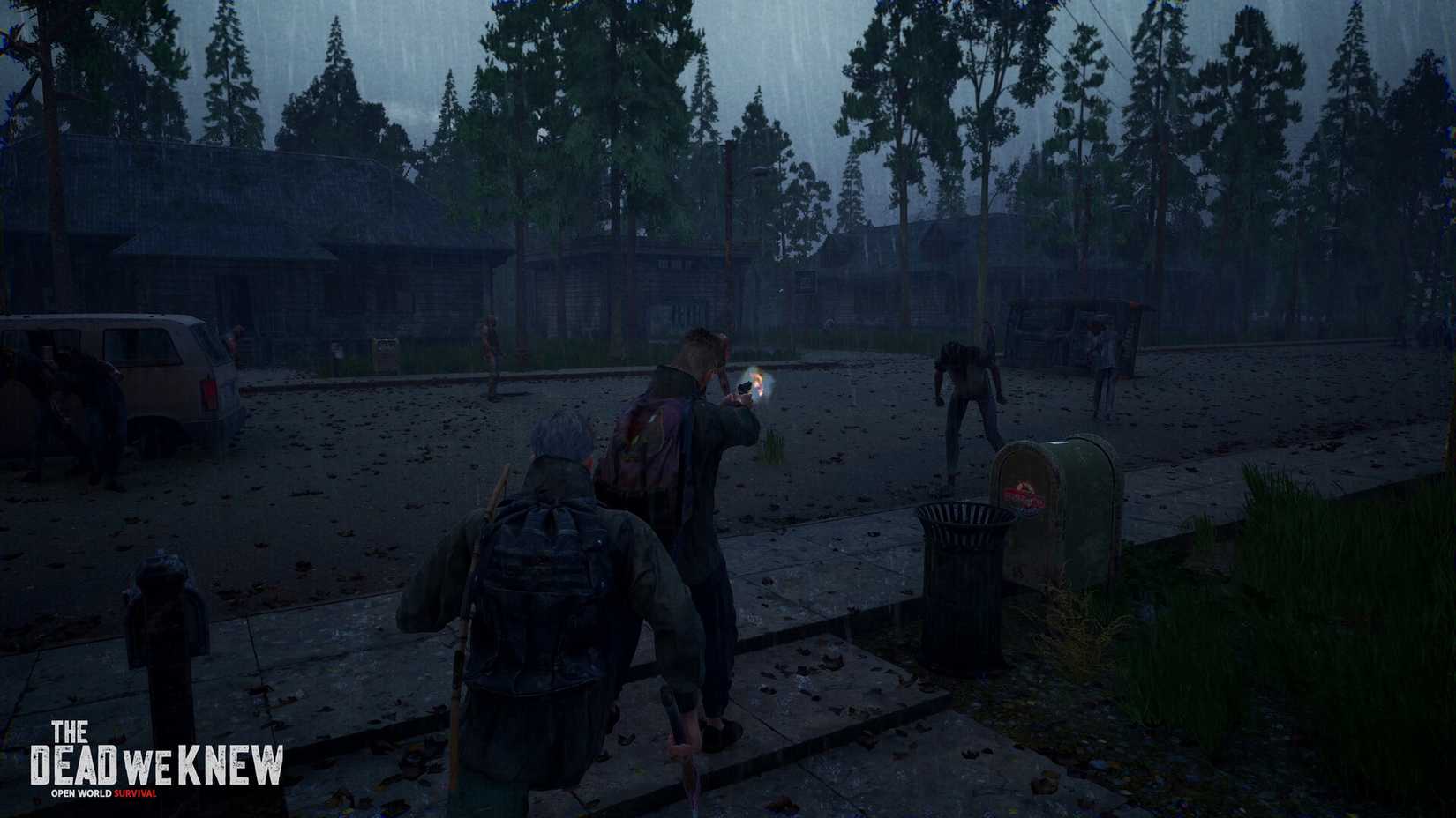 Two survivors face zombies in a town in The Dead We Knew.