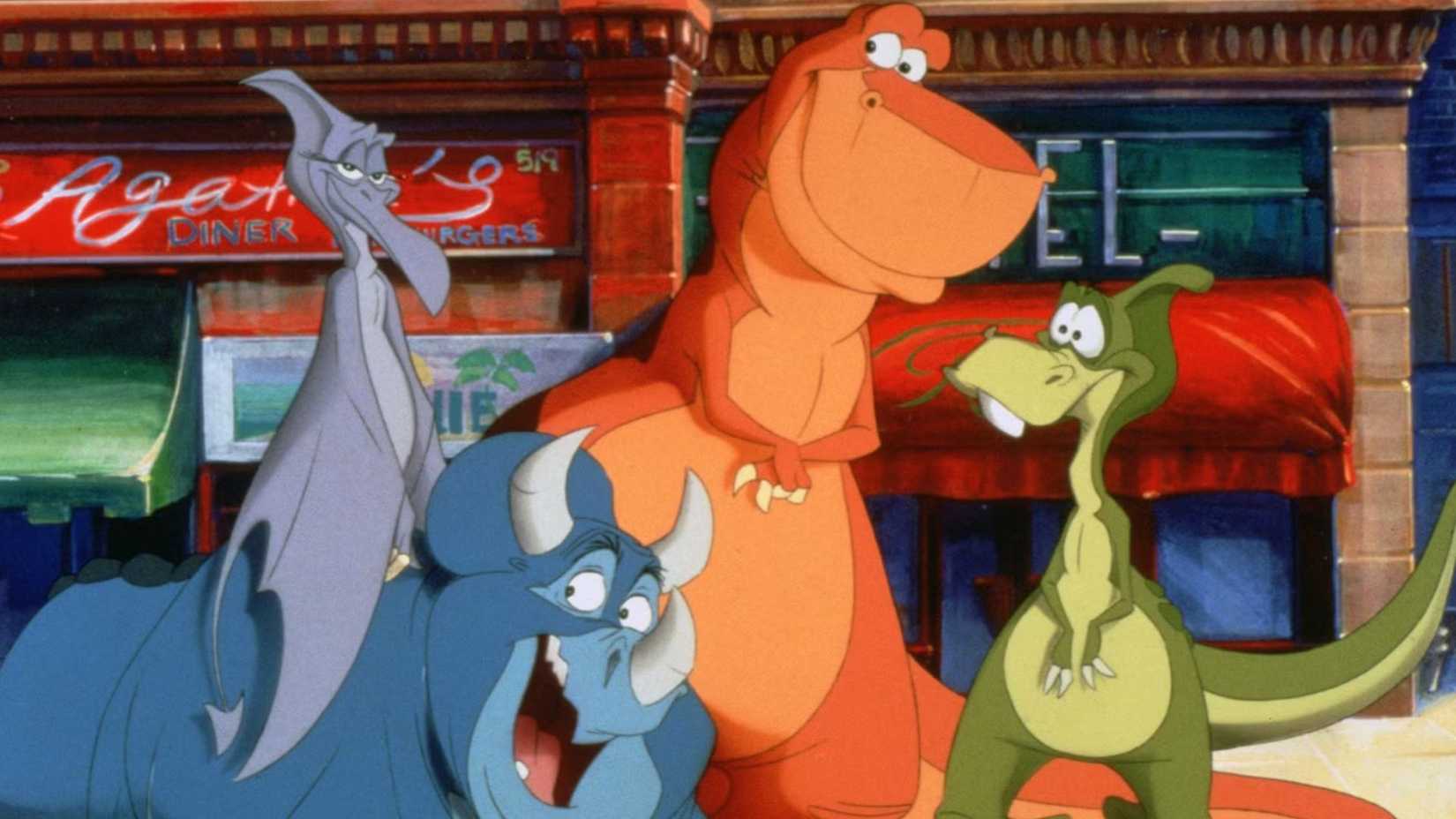 The dinosaurs smile in We're Back A Dinosaur's Story