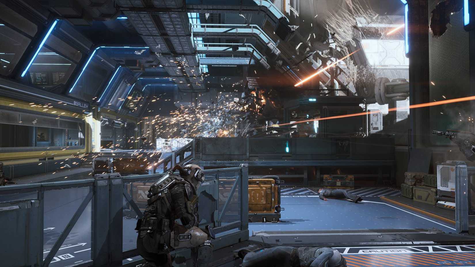 The player hiding behind cover in The Expanse Osiris Reborn.