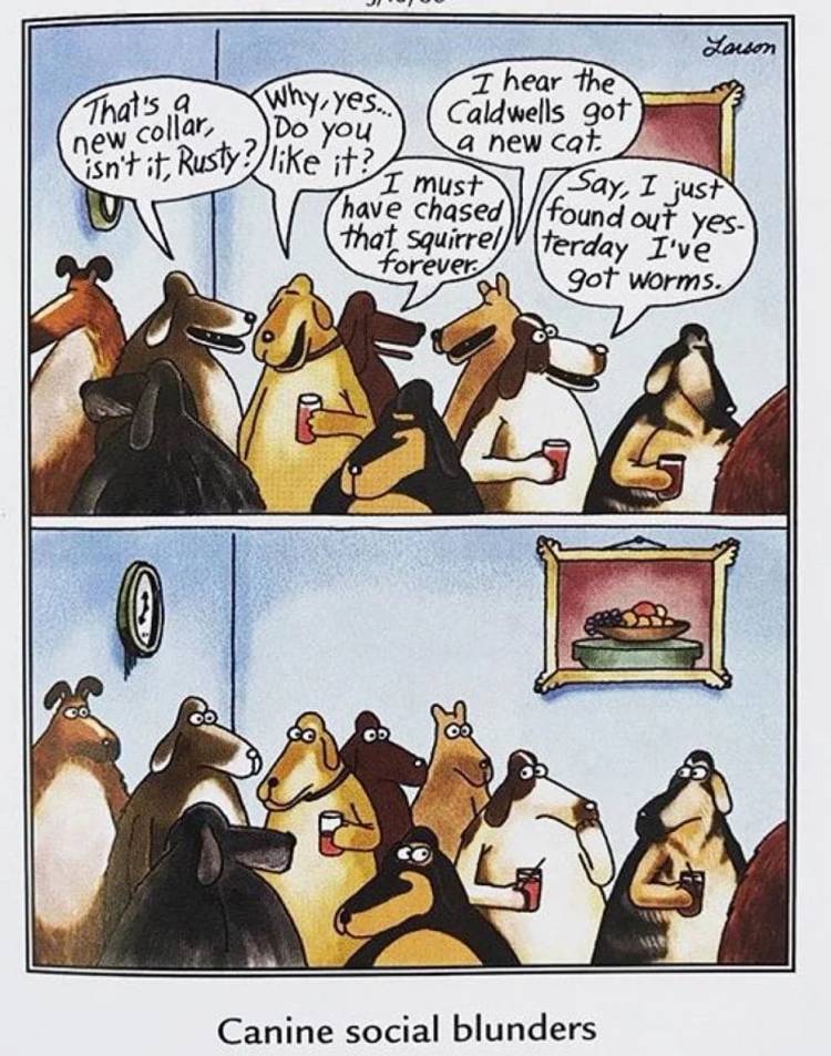 The Far Side's Canine social blunders published on October 3, 1986