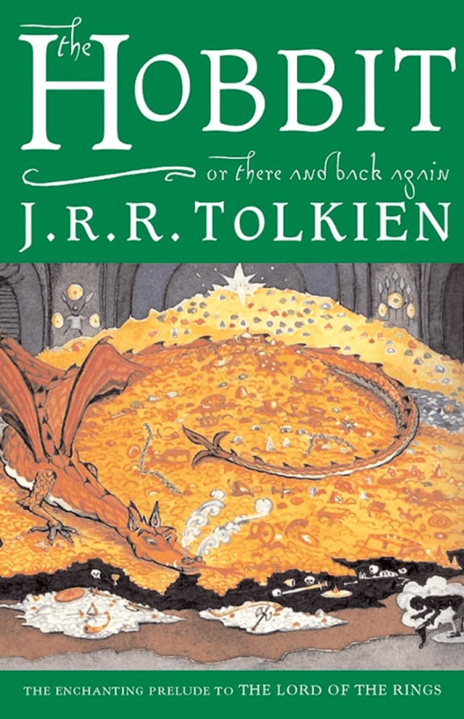 The Hobbit book cover, Smaug guarding his gold