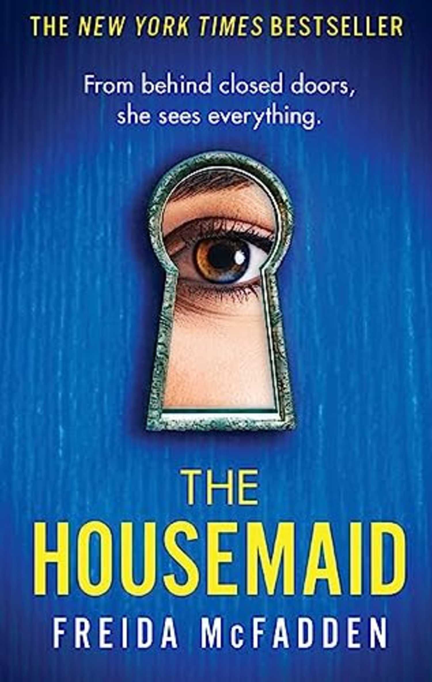 The Housemaid book cover, an eye looking through a keyhole