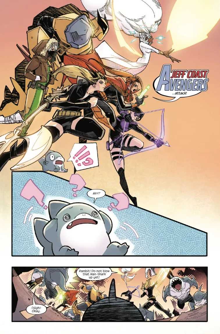 The Jeff Coast Avengers fight together in Jeff the Land Shark Superstar cover