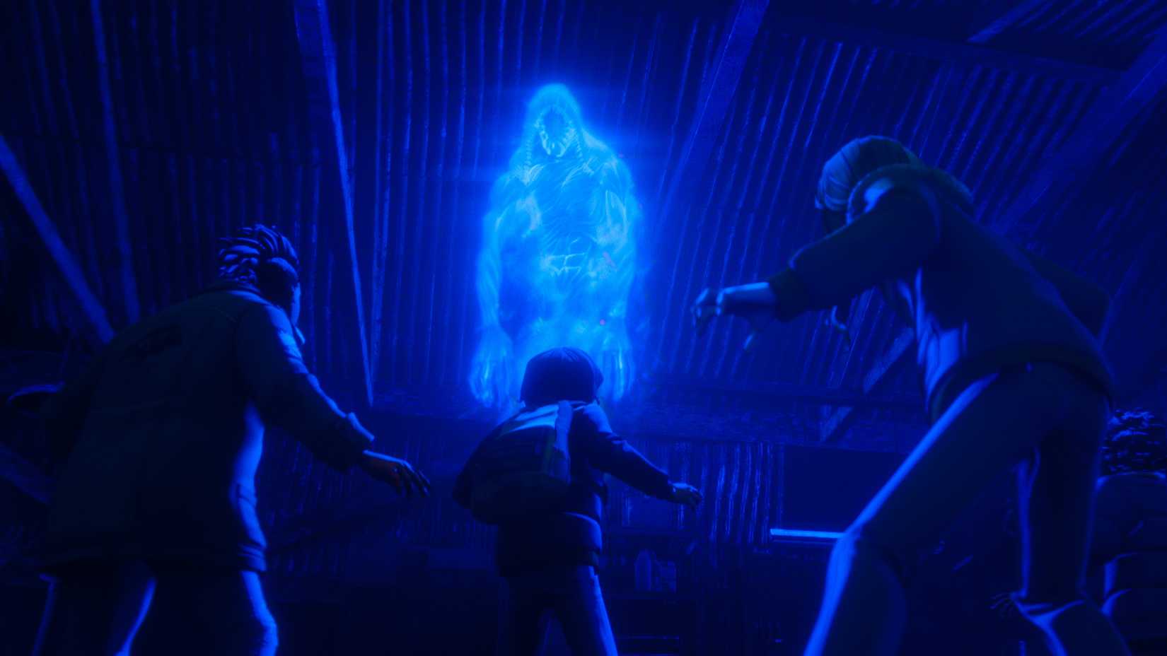 The kids facing a ghost in Stranger Things Tales From '85 season 2