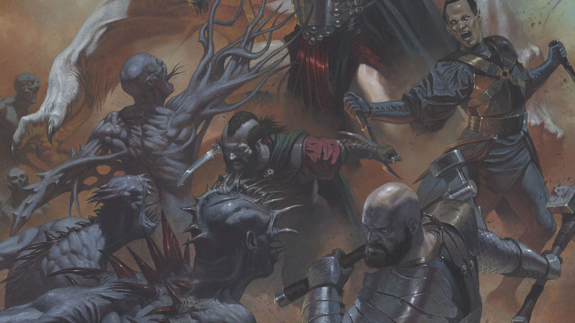The Godslayers, including Veikko Al Mun and Jorunn, fight a horde of monsters.