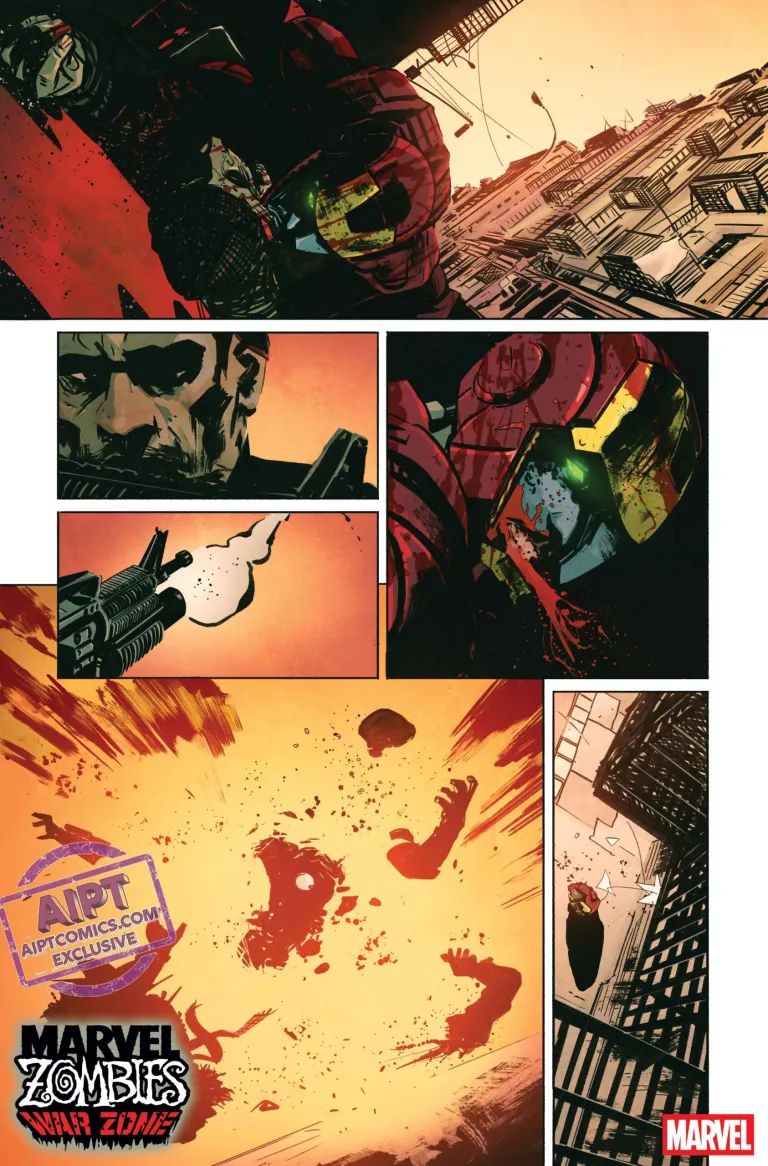 The Punisher kills Iron Man in Marvel Zombies War Zone #1