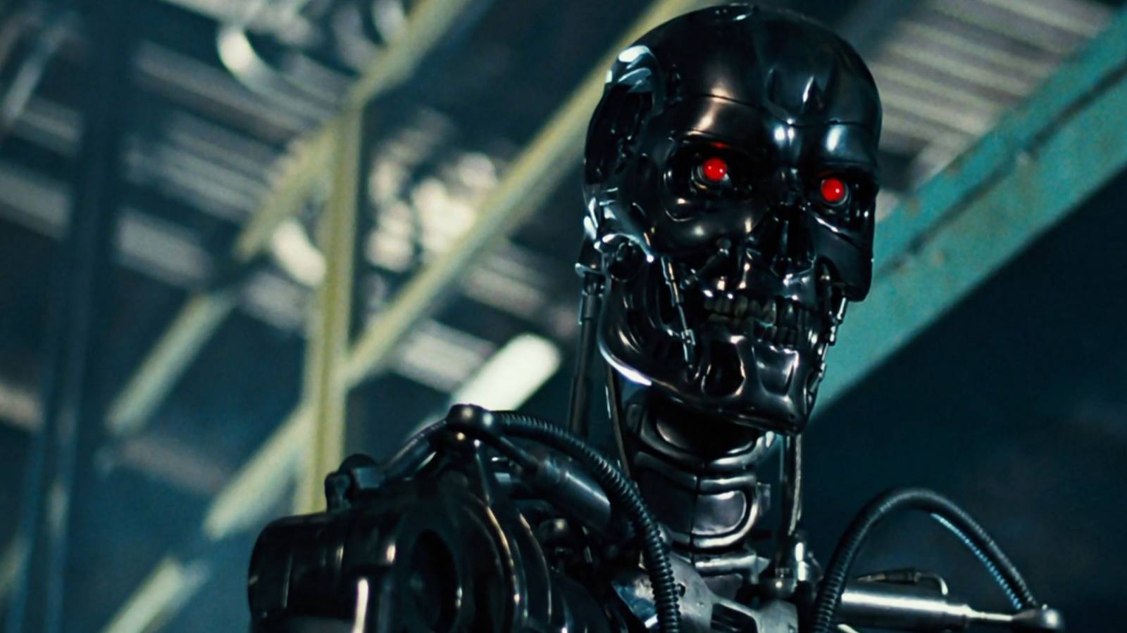 The T-800 glaring at someone in The Terminator.