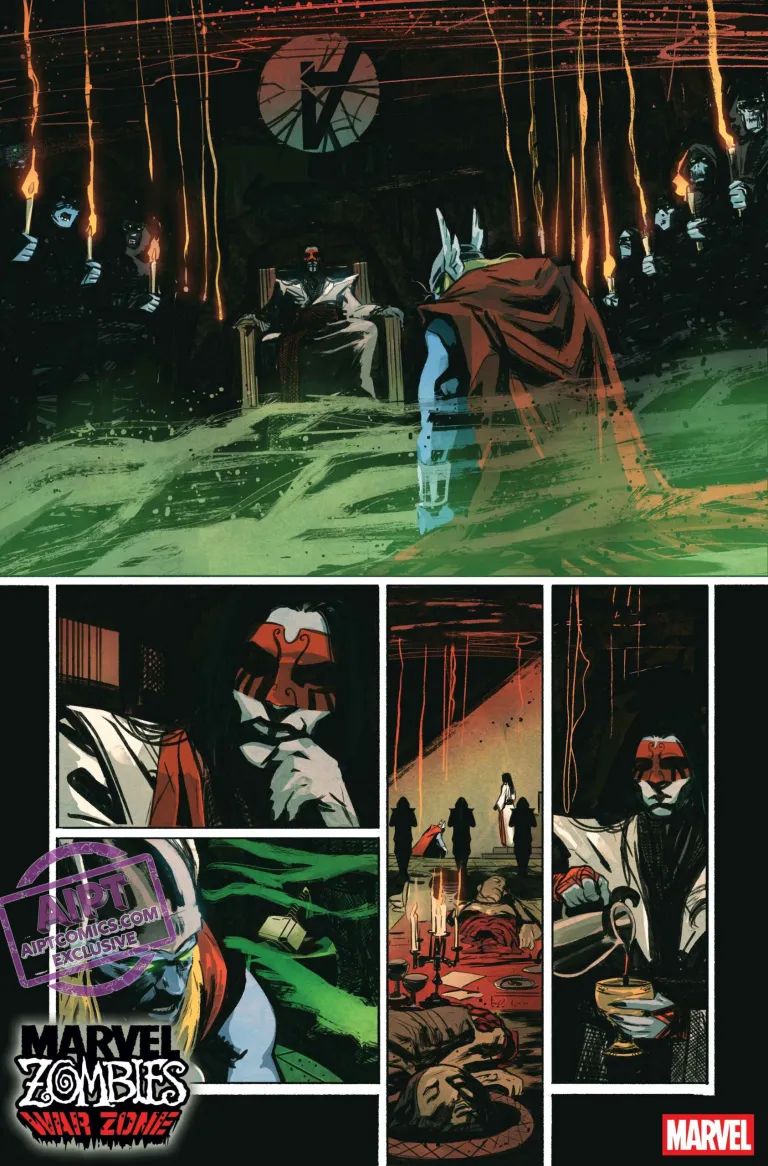Thor arrives at Avengers HQ in Marvel Zombies War Zone #1