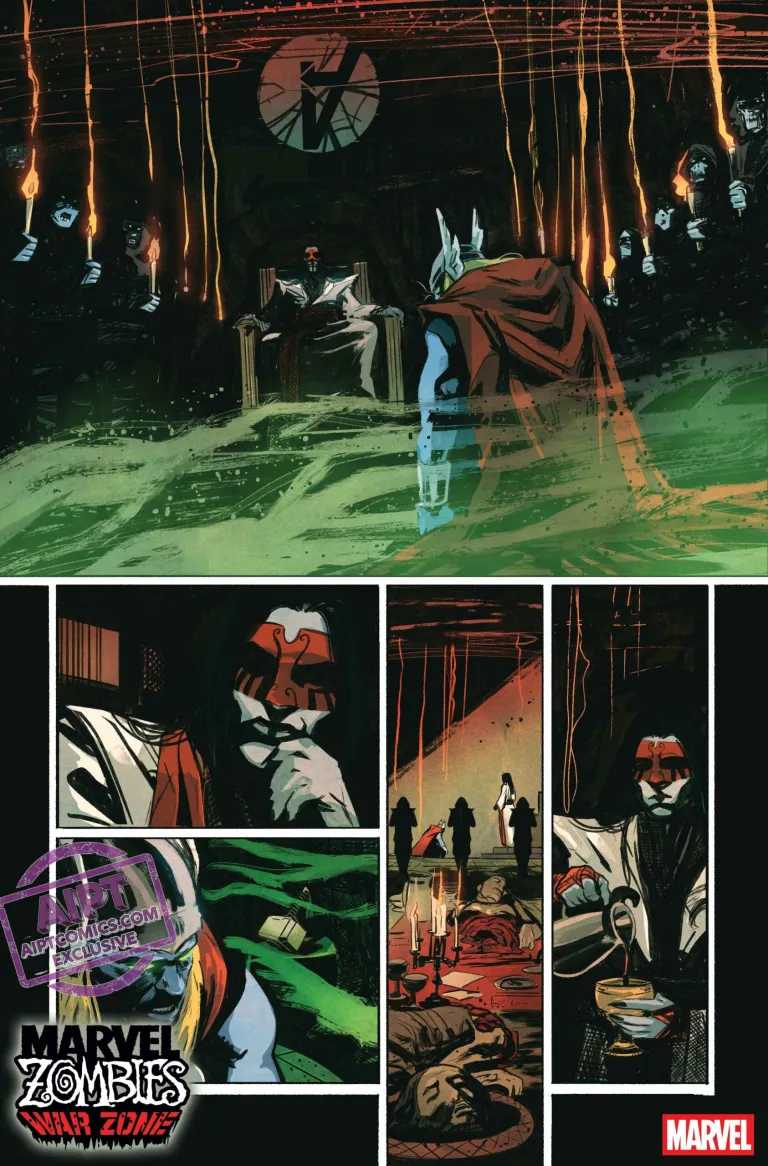 Thor arrives at Avengers HQ in Marvel Zombies War Zone #1