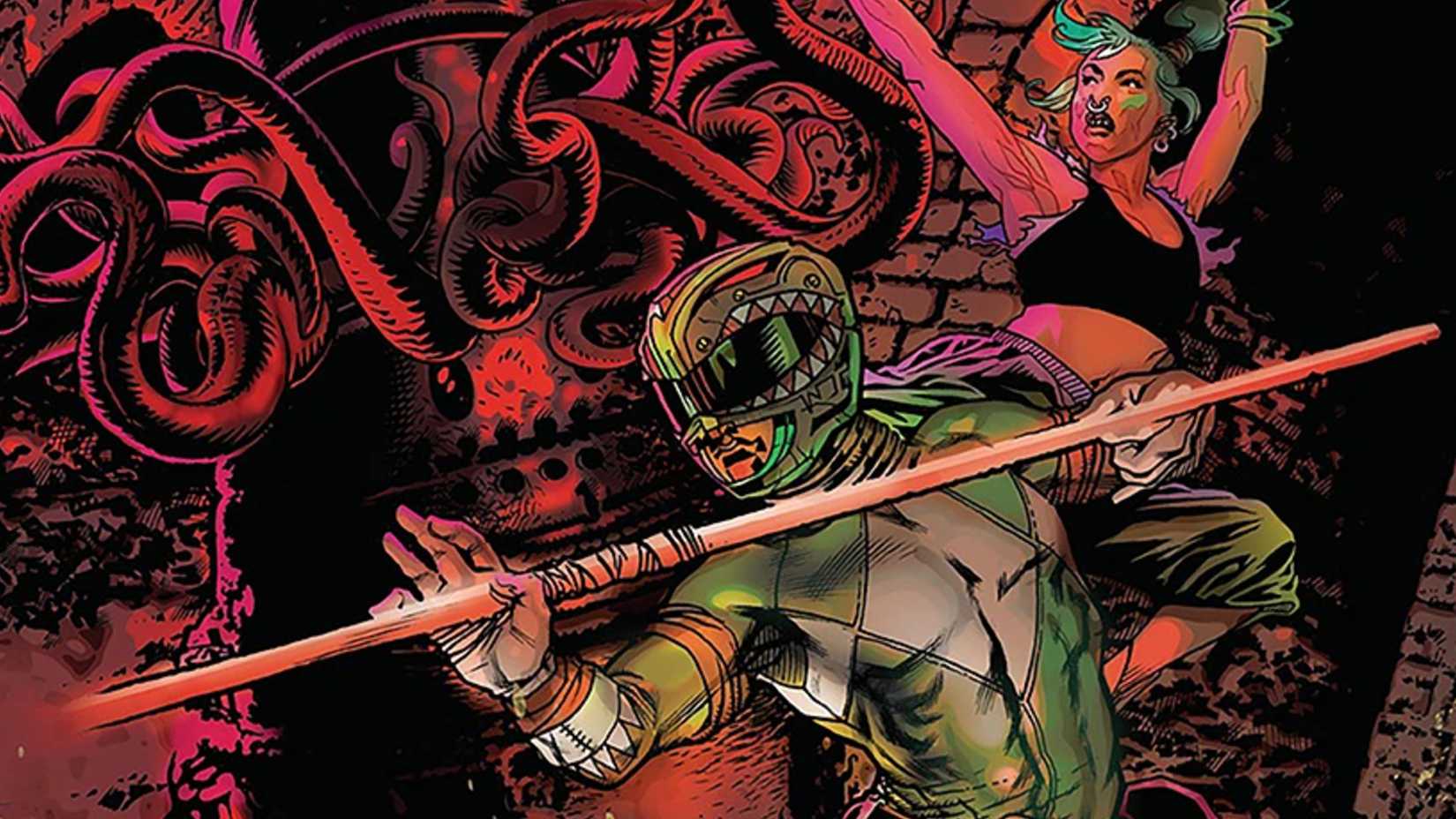 tommy oliver fighting as the green ranger in new power rangers art