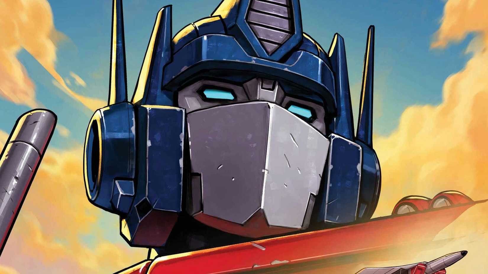 A close-up on Optimus Prime's face from the Transformers comics.