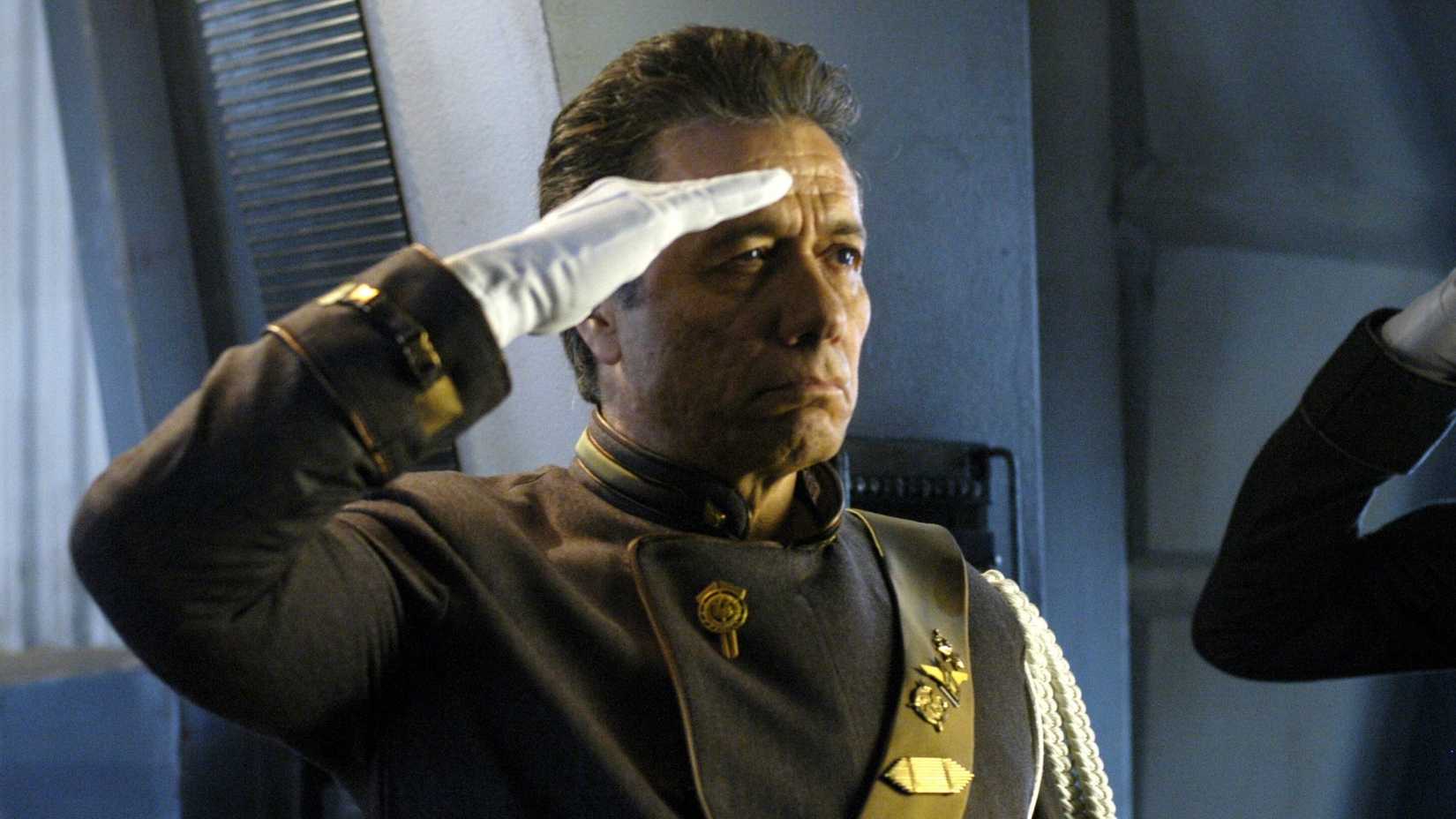 Commander Adama saluting