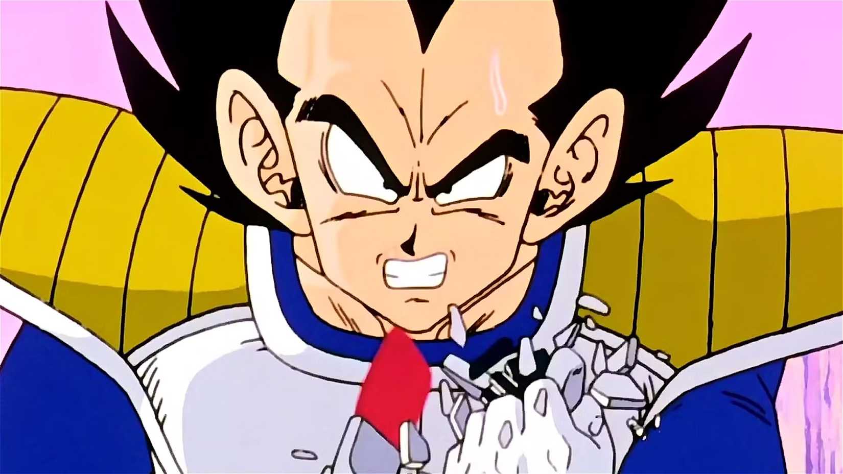 Vegeta Crushing Scouter With His Fist In Dragon Ball Z