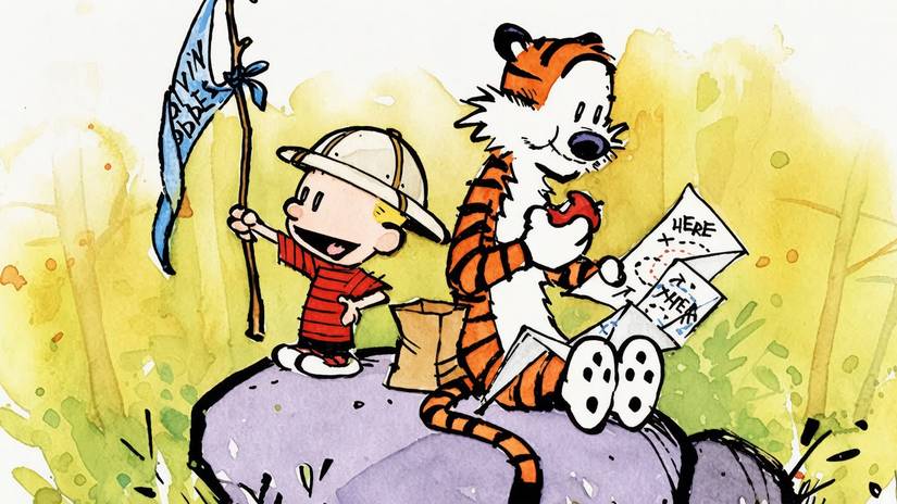 Calvin and Hobbes embark on an adventure
