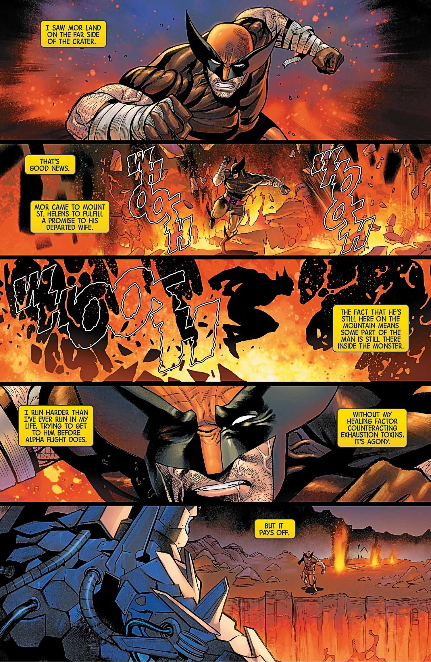 Wolverine #25, Wolverine narrates about how his healing factor fights exhaustion