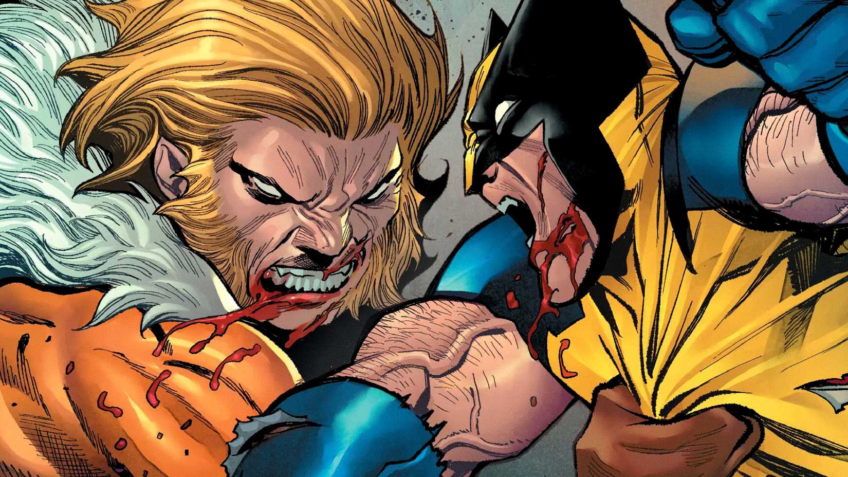 Wolverine fights Sabretooth in X-Men comic cover