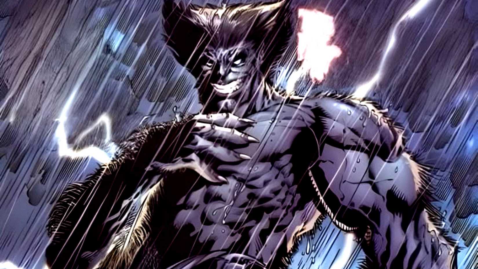 X-Men villain Dark Beast smiles under the rain