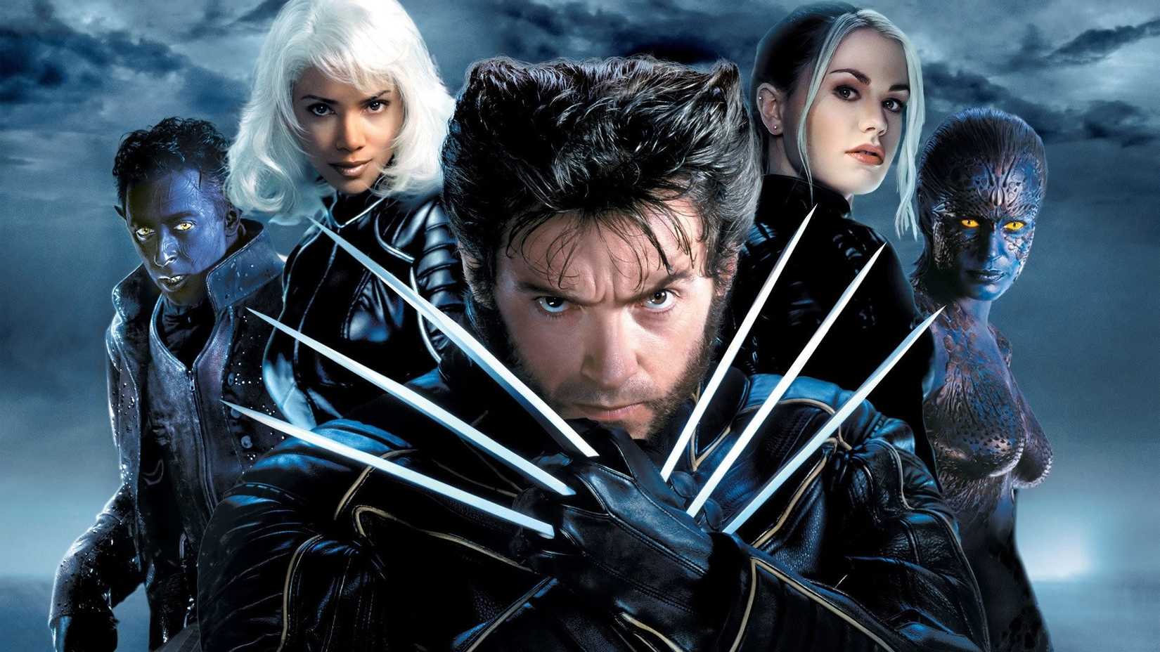 Nightcrawler, Storm, Wolverine, Rogue, and Mystique in X2