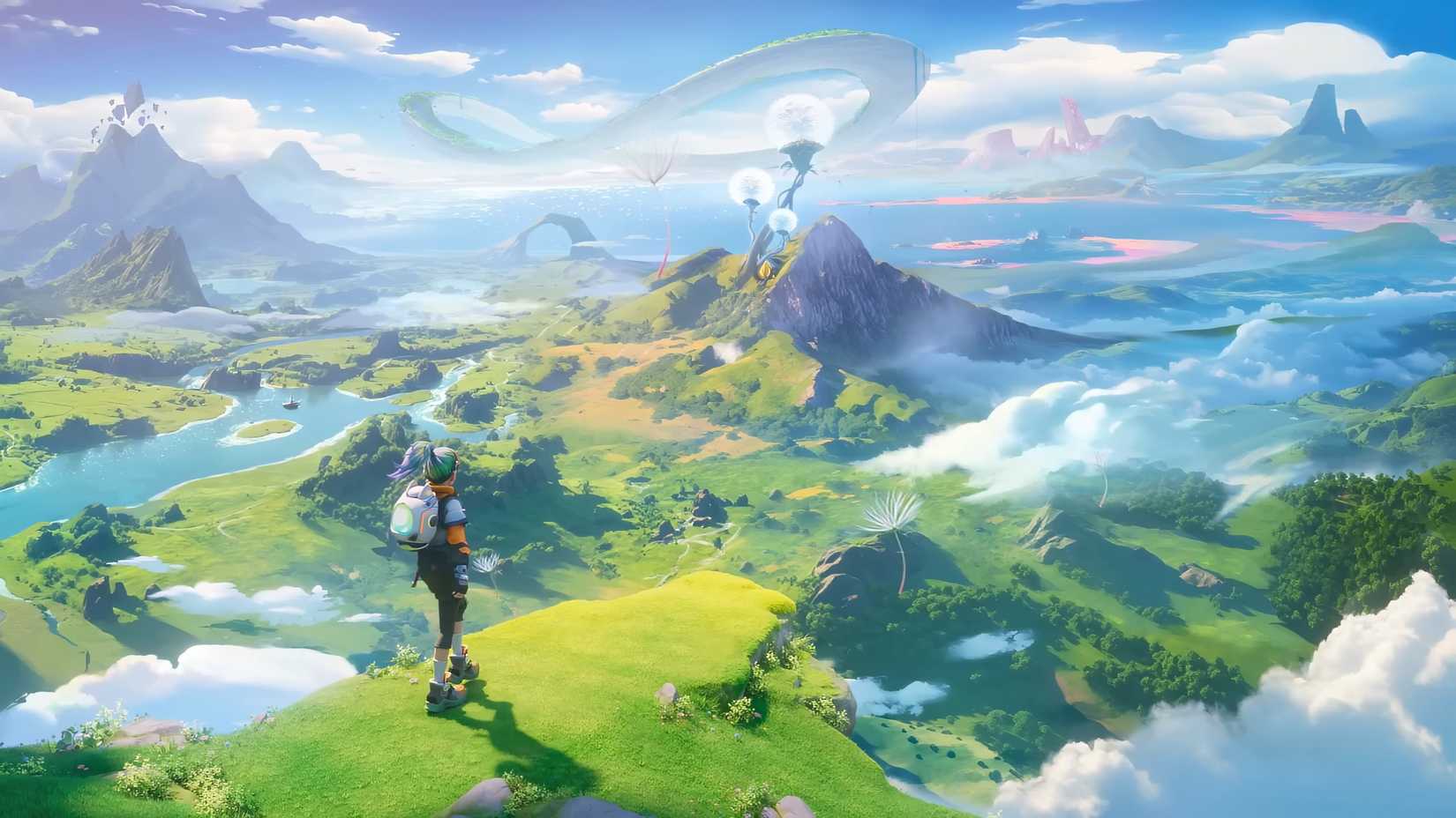 A character from Aniimo stands on a cliff, overlooking the horizon.