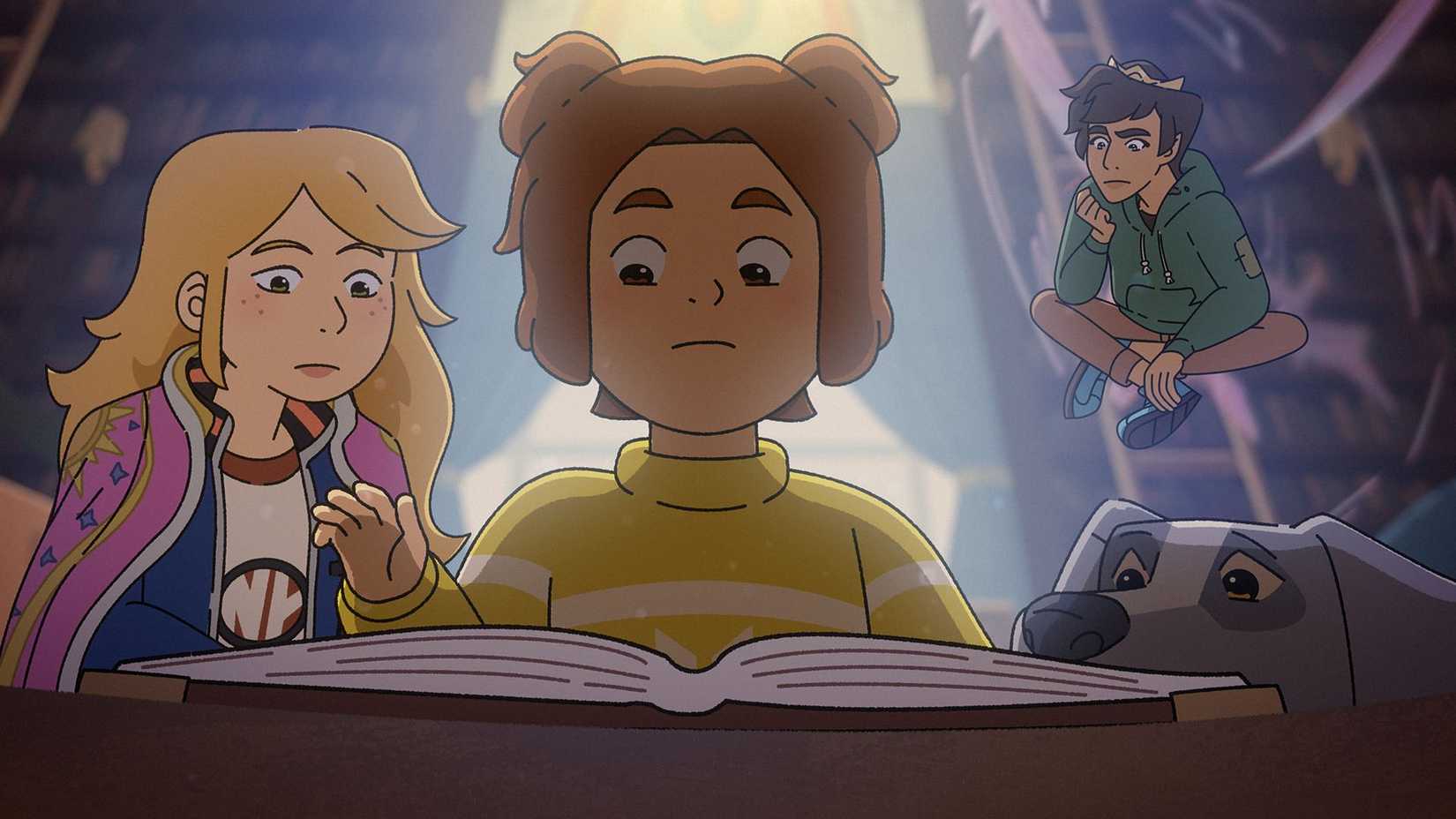 The Sisters Grimm looking at a book