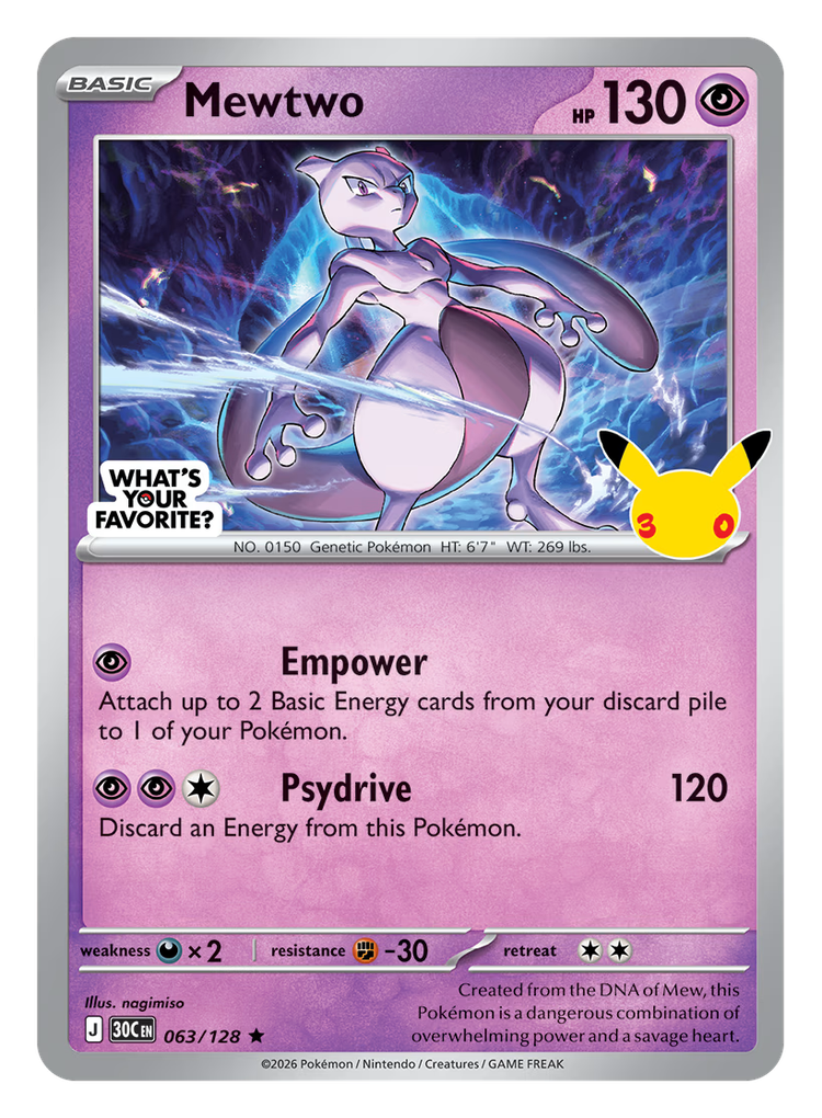 Image shows the free Mewtwo card available from 2 October