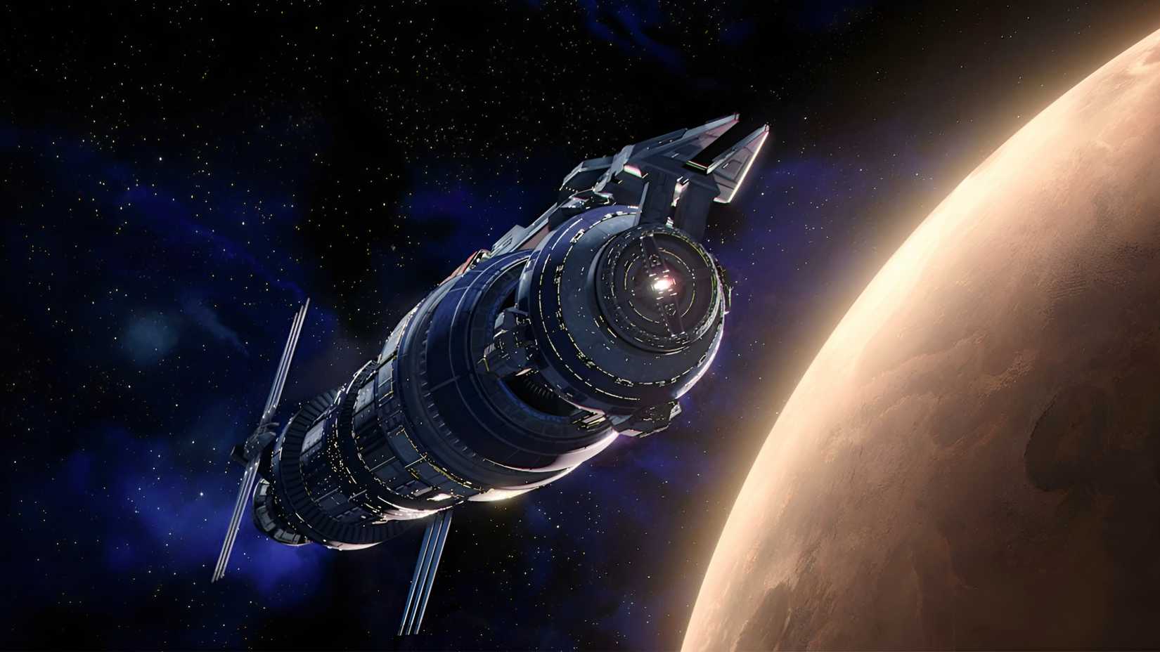A space station hovering near the moon in Babylon 5: The Road Home