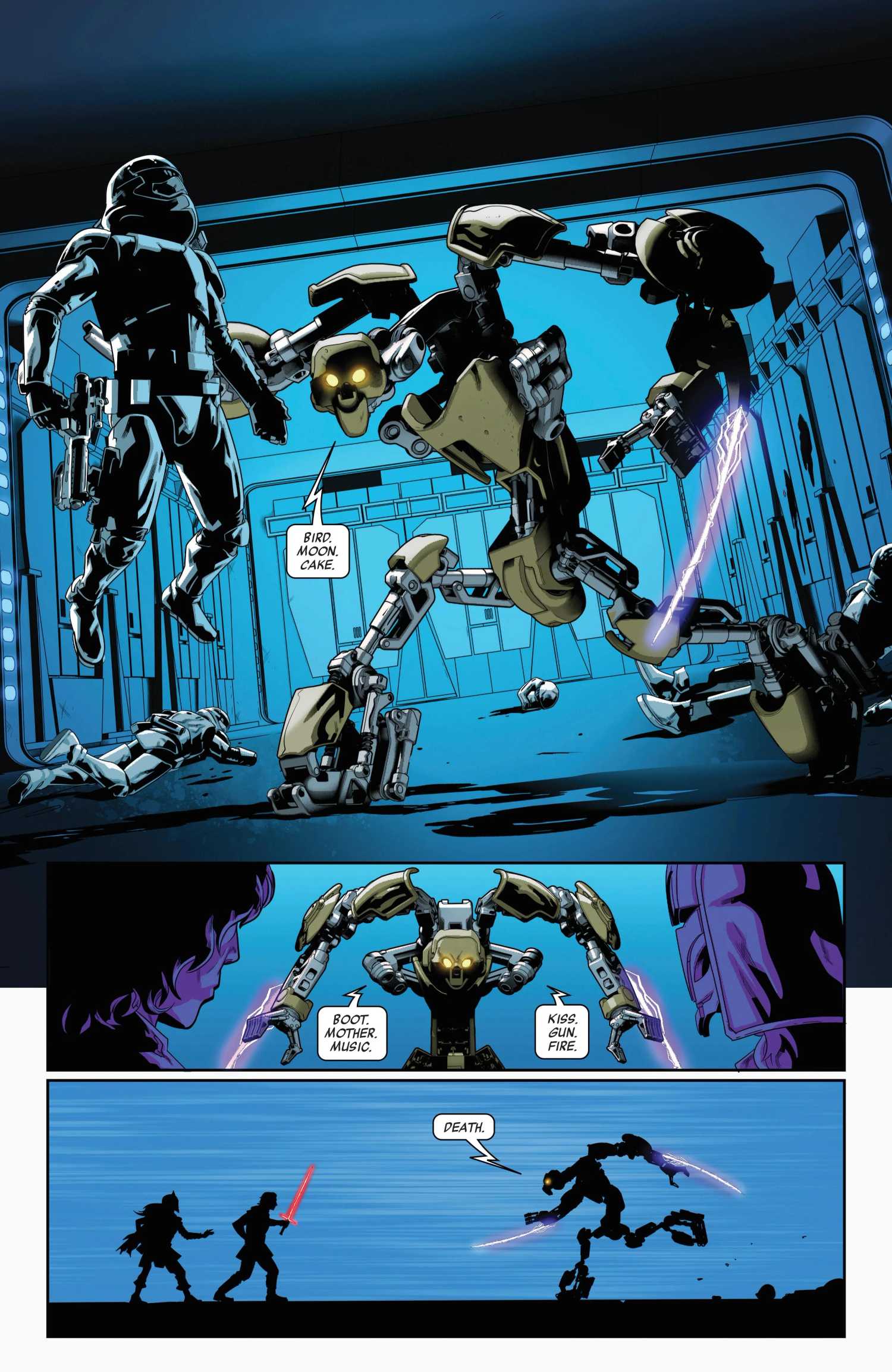 A Cortosis droid attacks in The Fall of Kylo Ren #2