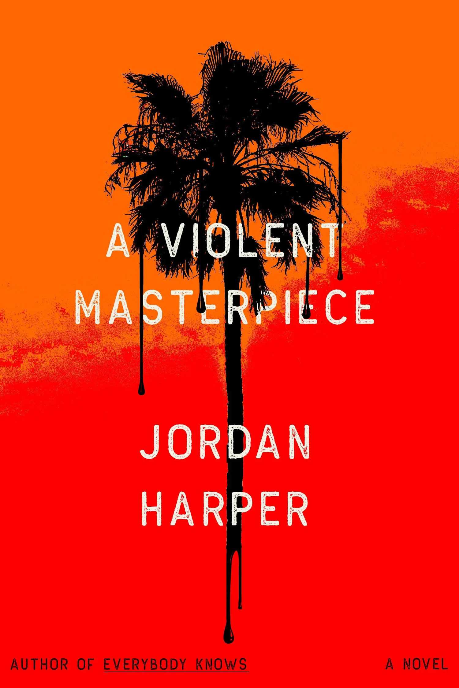 A Violent Masterpiece book cover, a palm tree in a red haze