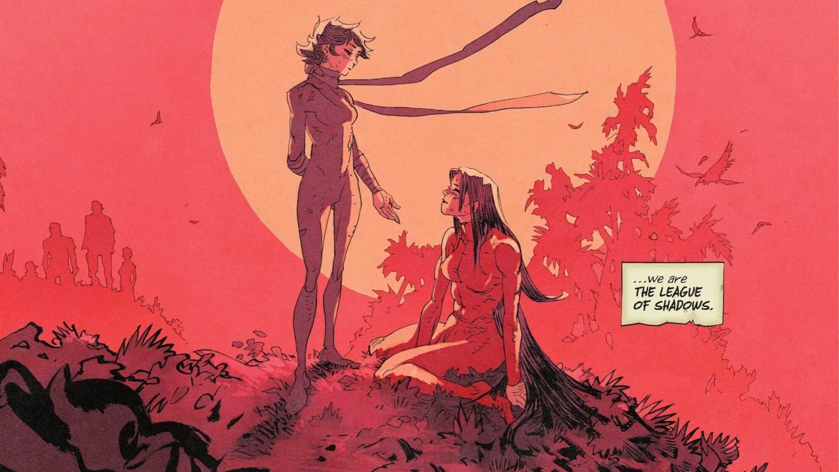 Absolute Cassandra Cain standing over Lady Shiva