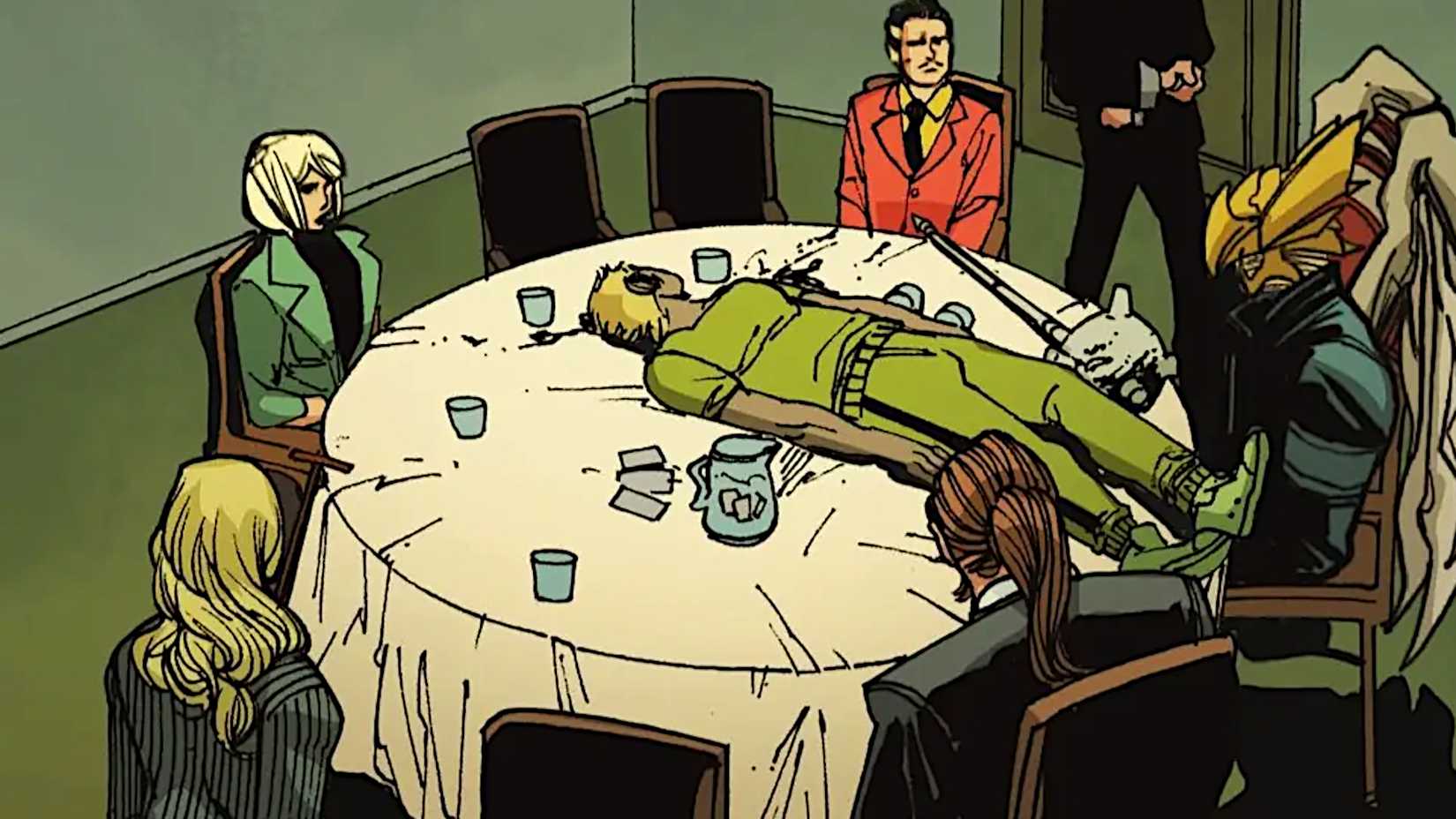 Absolute Evil Oliver Queen on Justice League's table