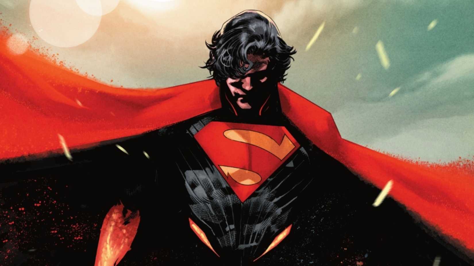 Absolute Superman with flowing red cape