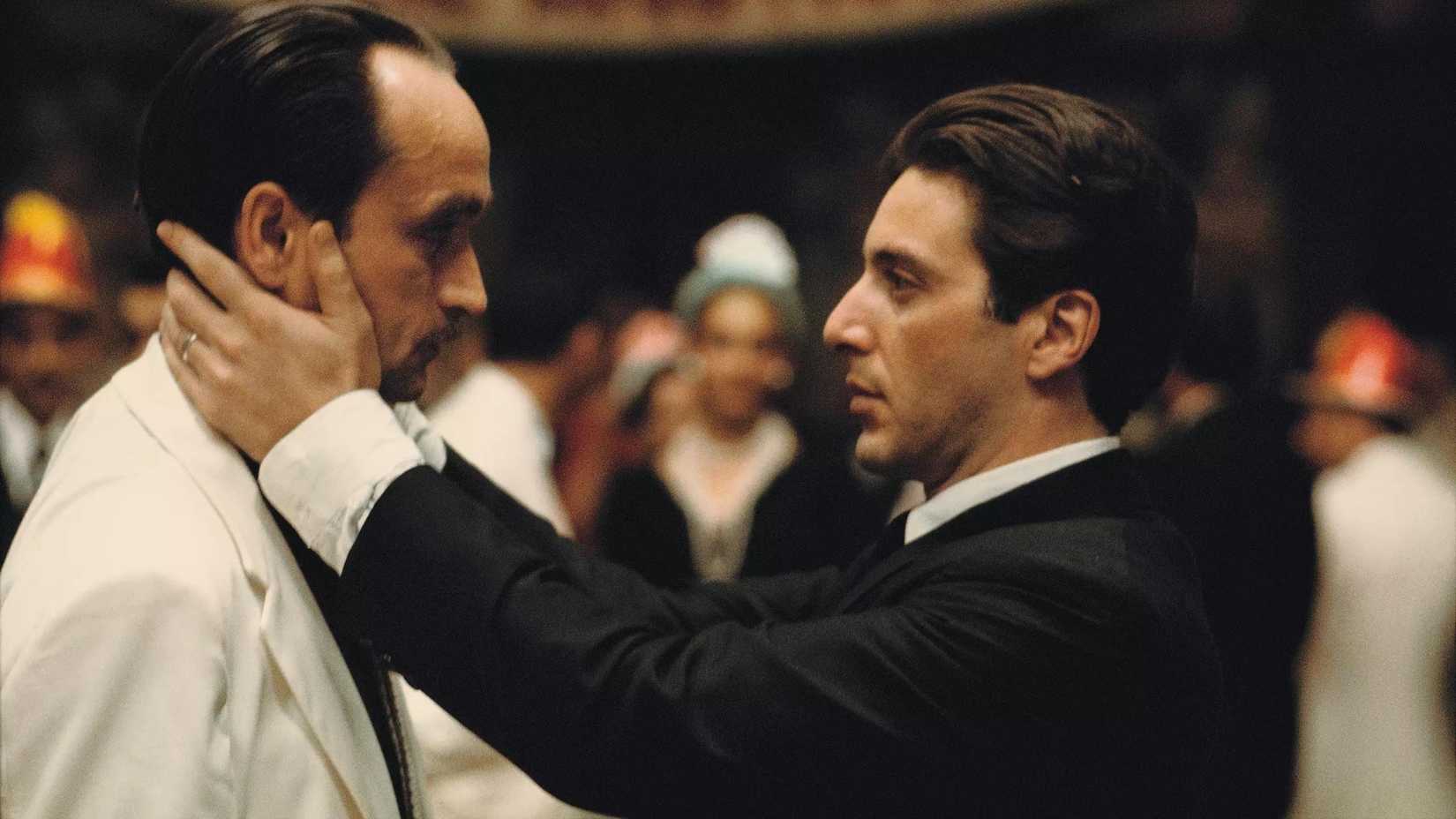 Al Pacino and John Cazale as Michael Corleone with Fredo in The Godfather Part II