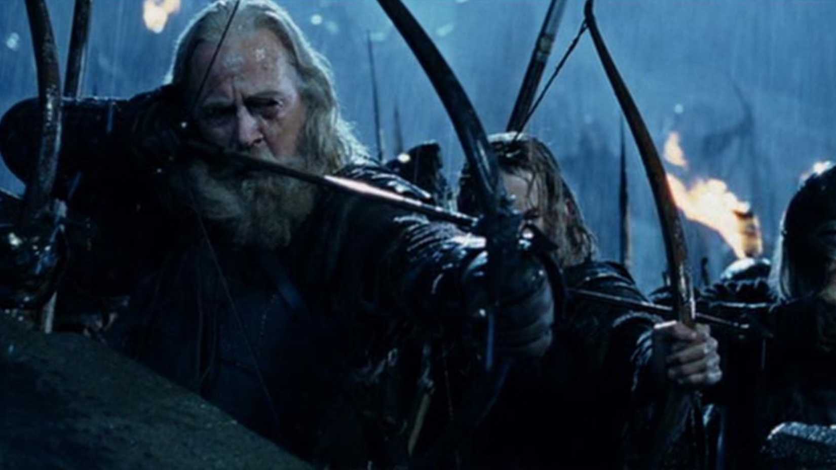 An archer on the wall in lord of the rings the two towers