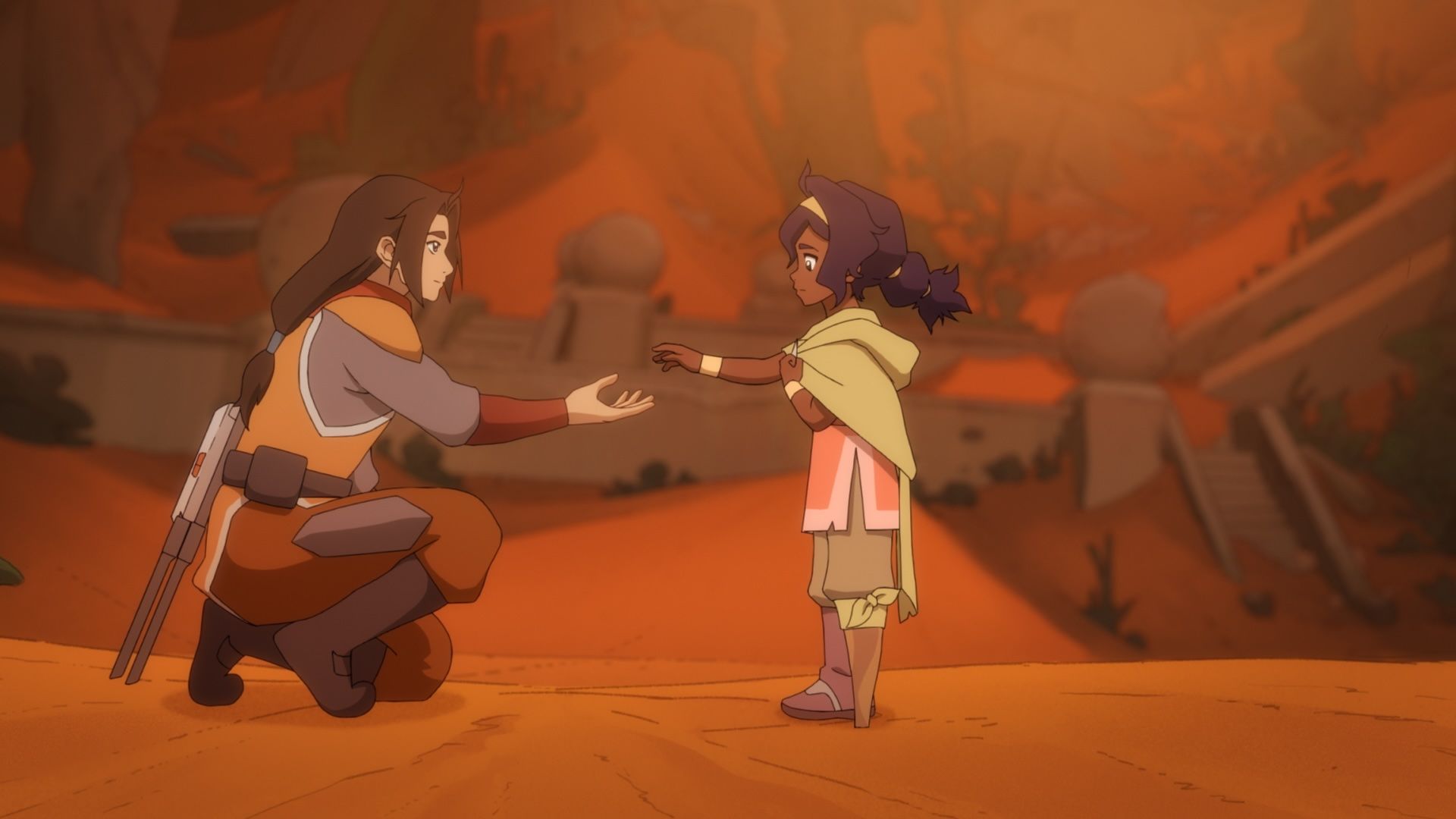 Avatar: Seven Havens Pavi receiving help.