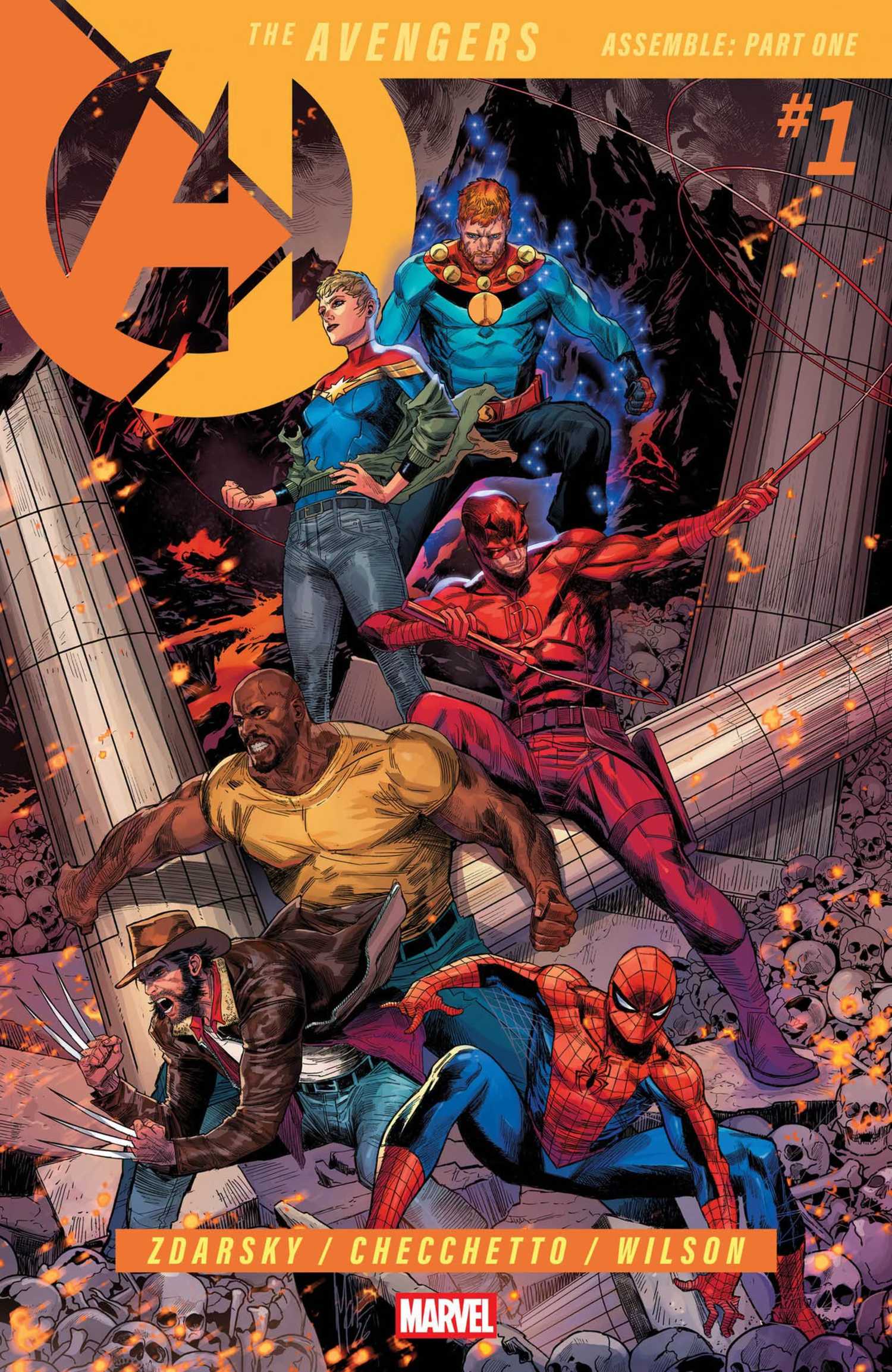 avengers #1 cover showing the whole team