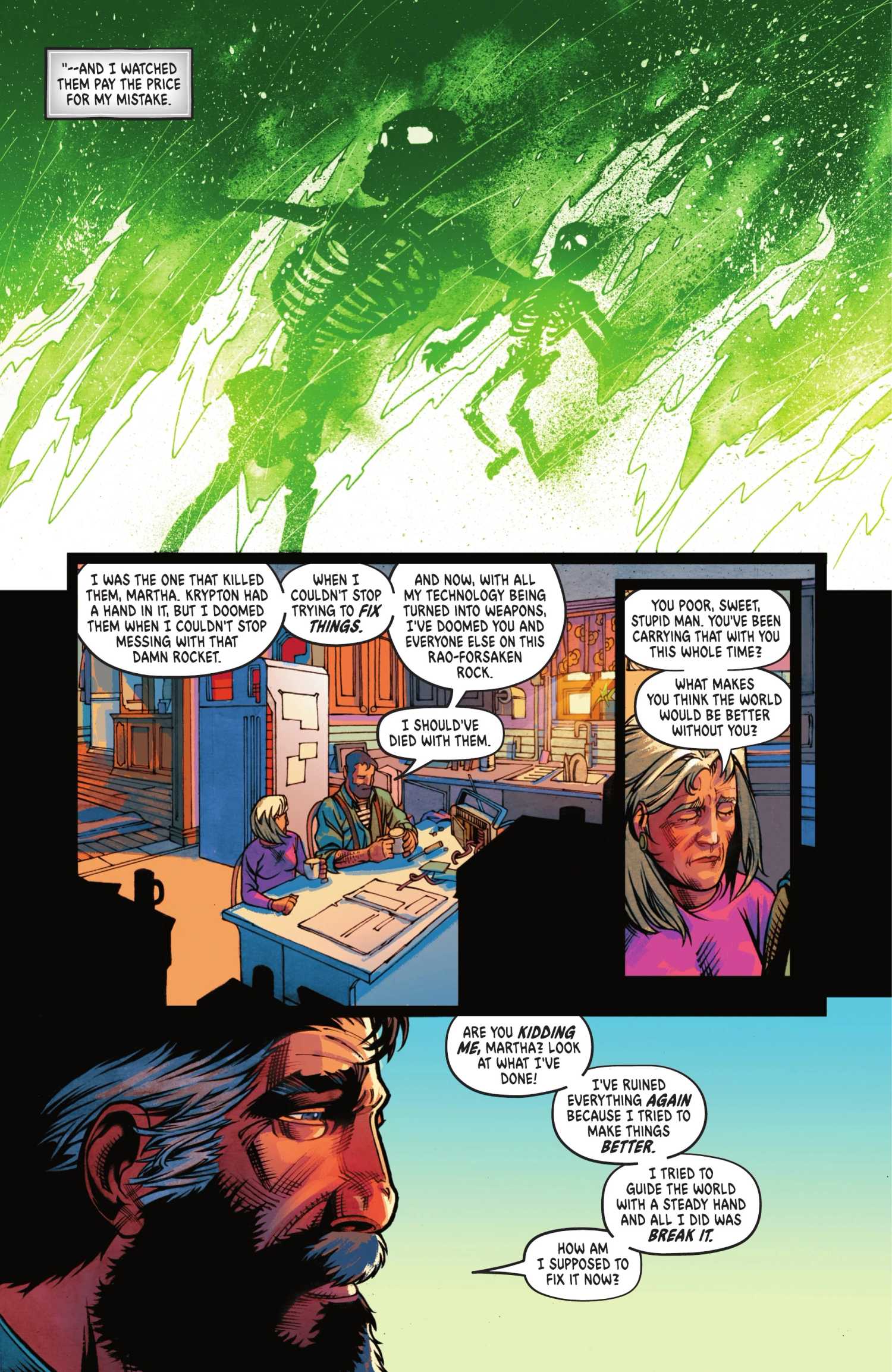 Baby Kal-El and Lara Lor-Van die in Jor-El's flashbacks from Superman Father of Tomorrow